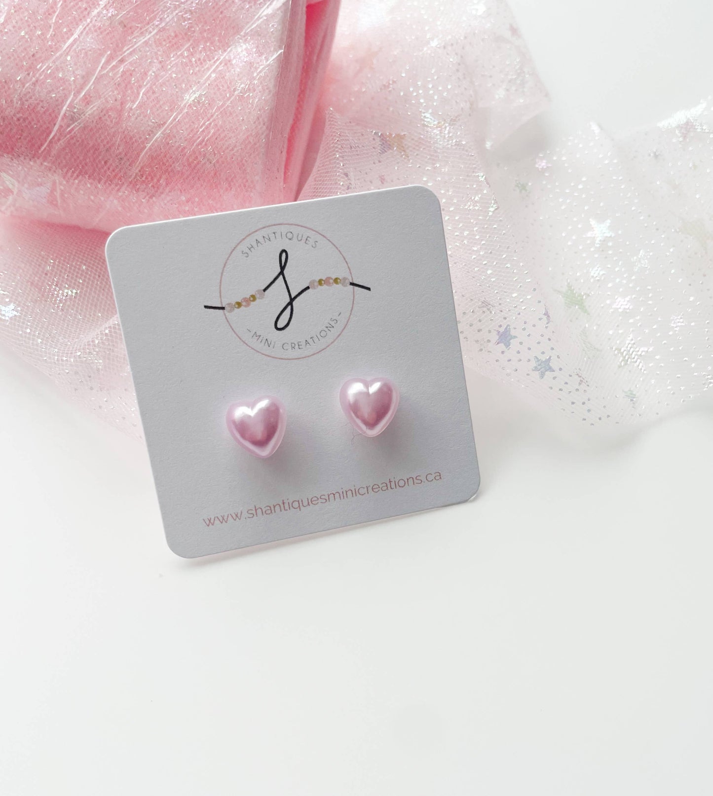 Shantiques Mini Creations - Earrings - Metallic and Translucent Hearts: Purple / Post