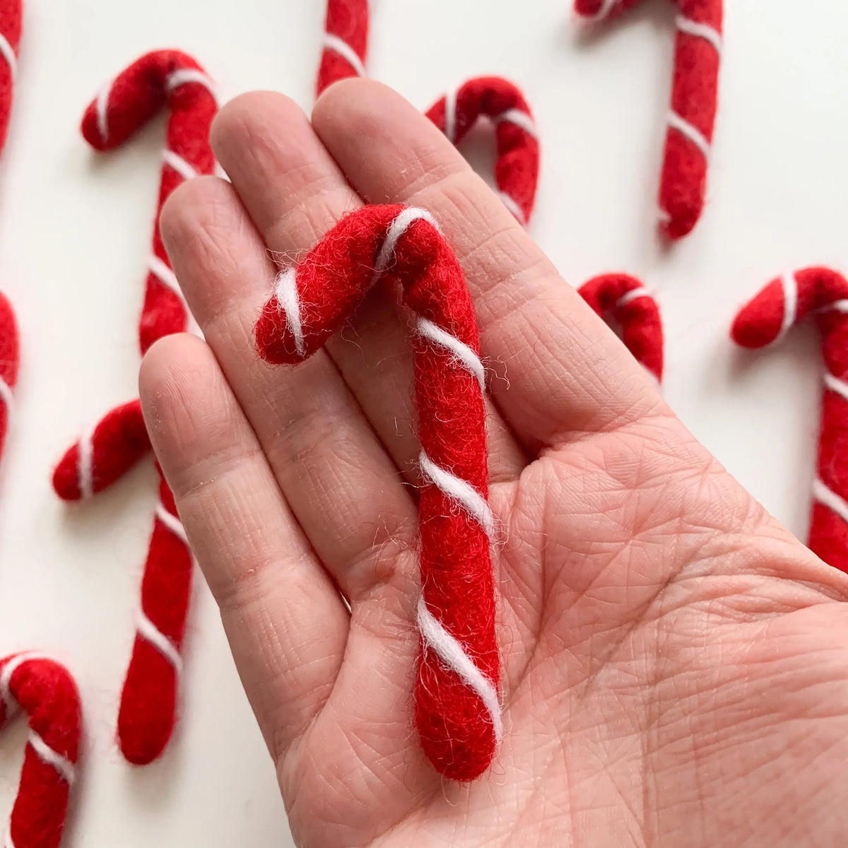 Sewing Seeds Play - One Felt Candy Cane - Red With White Stripes