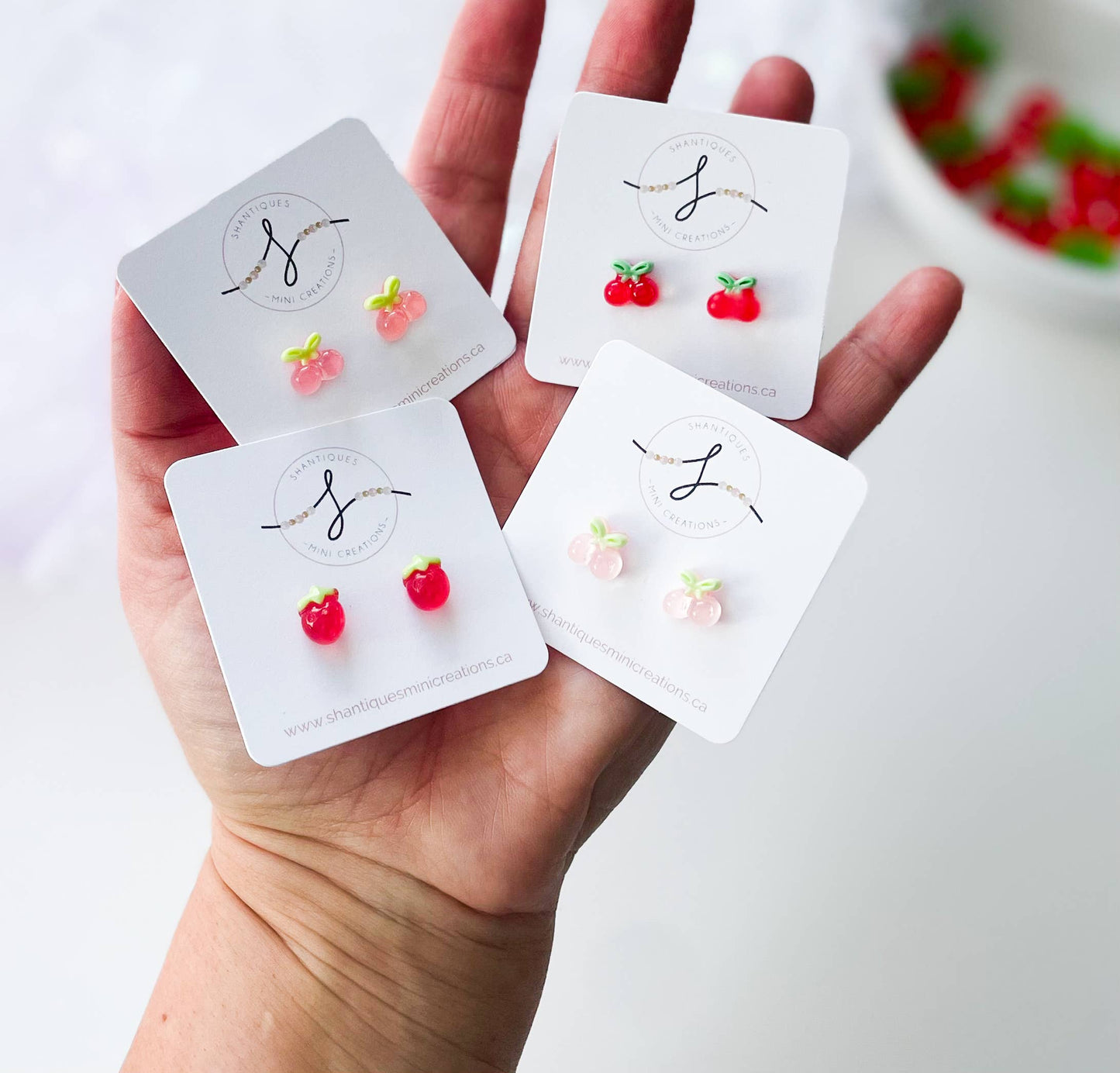 Shantiques Mini Creations - Earrings - Summer Fruit: Red Strawberries / Post