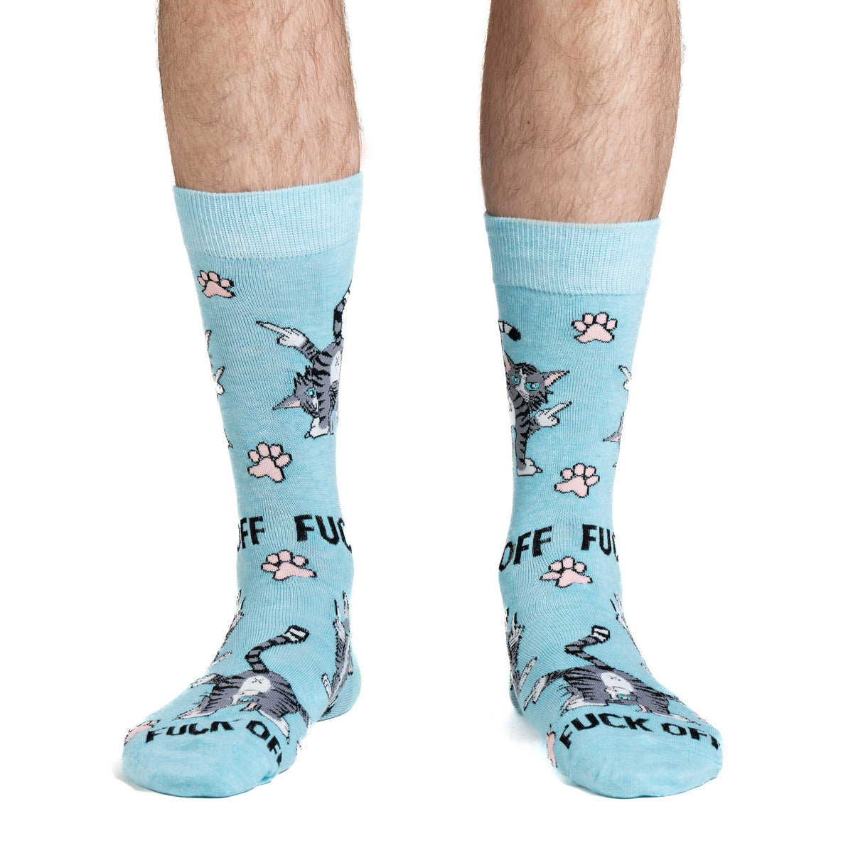 Good Luck Sock - Men's F@*% Off Cats Socks: Shoe Size 7-12