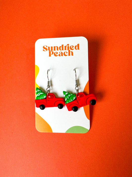 Christmas Tree Truck Earrings