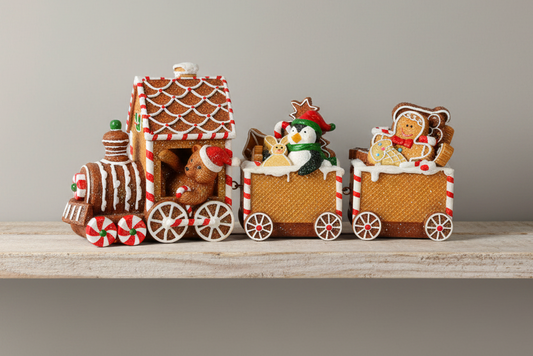 Set of 3, 12" Gingerbread Train