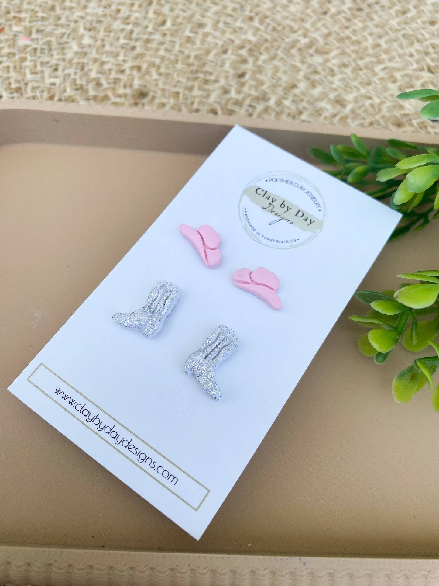 Clay by Day Designs - Glitter Cowboy / Cowgirl Country Western Earrings
