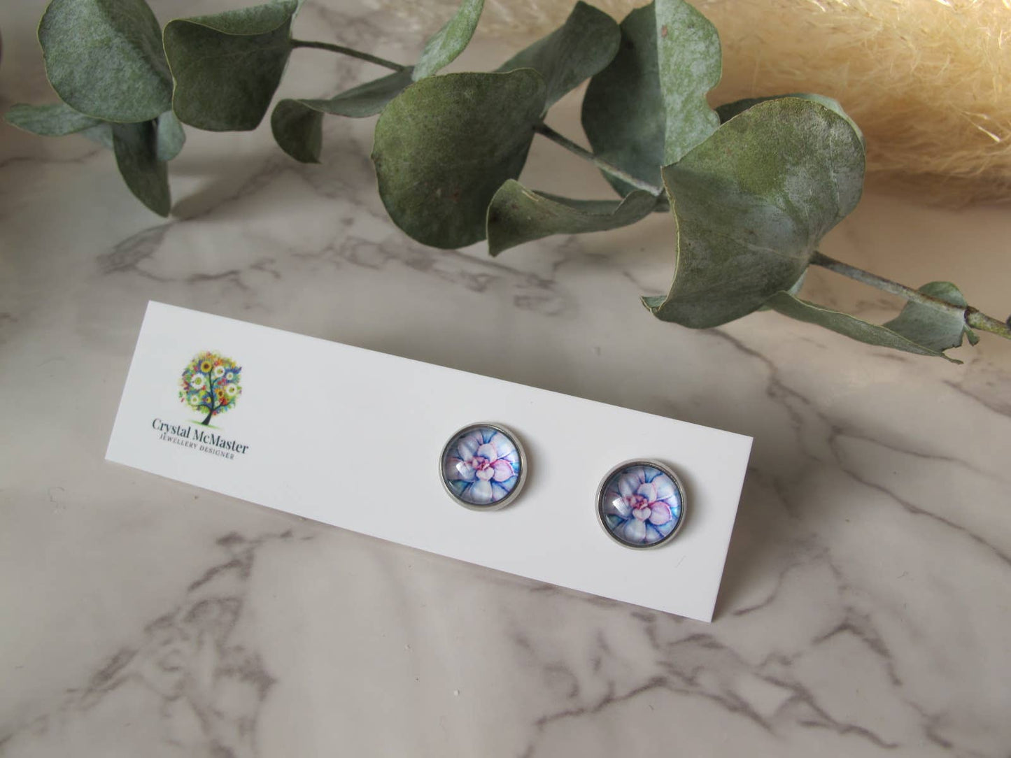 Crystal McMaster Jewellery Designer - Stud Earrings Succulent Plant Design 10mm