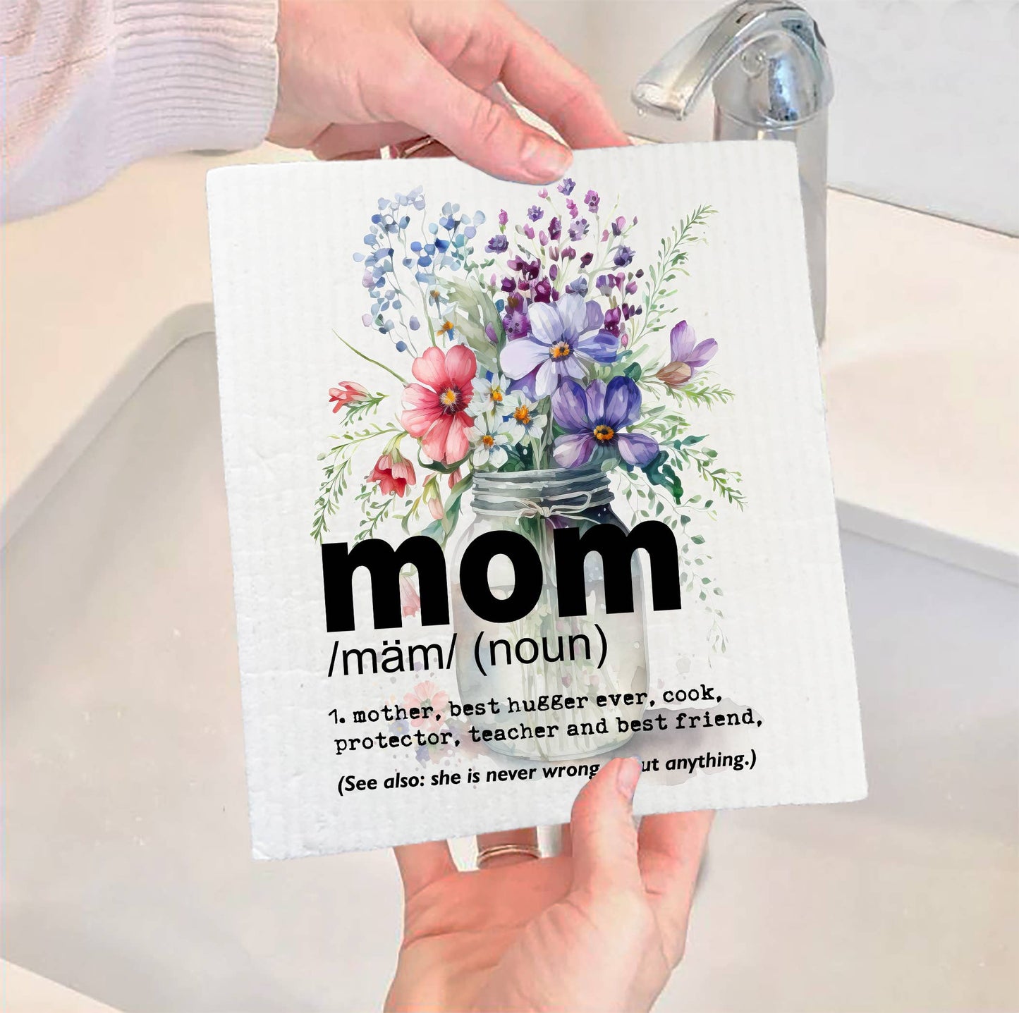 Avery Lane Gifts - Mom Mother Definition Flowers SWEDISH DISH CLOTHS