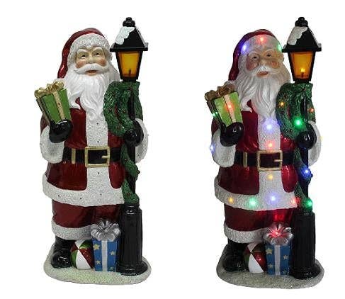 Hi-Line Gift Ltd. - Santa Lamp Post With 22 Leds