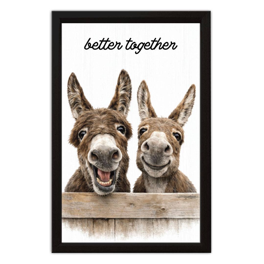 Pinetree Innovations Canada - Better Together Donkeys | Wood Sign: 14x10