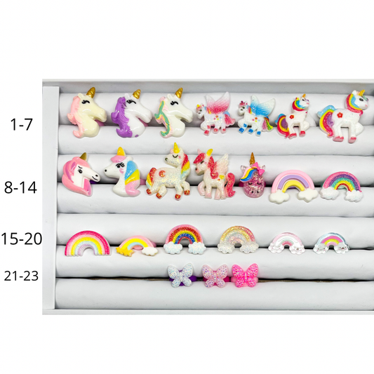 Shantiques Mini Creations - Kids Rings - Unicorns, Rainbows and Butterflies: 12