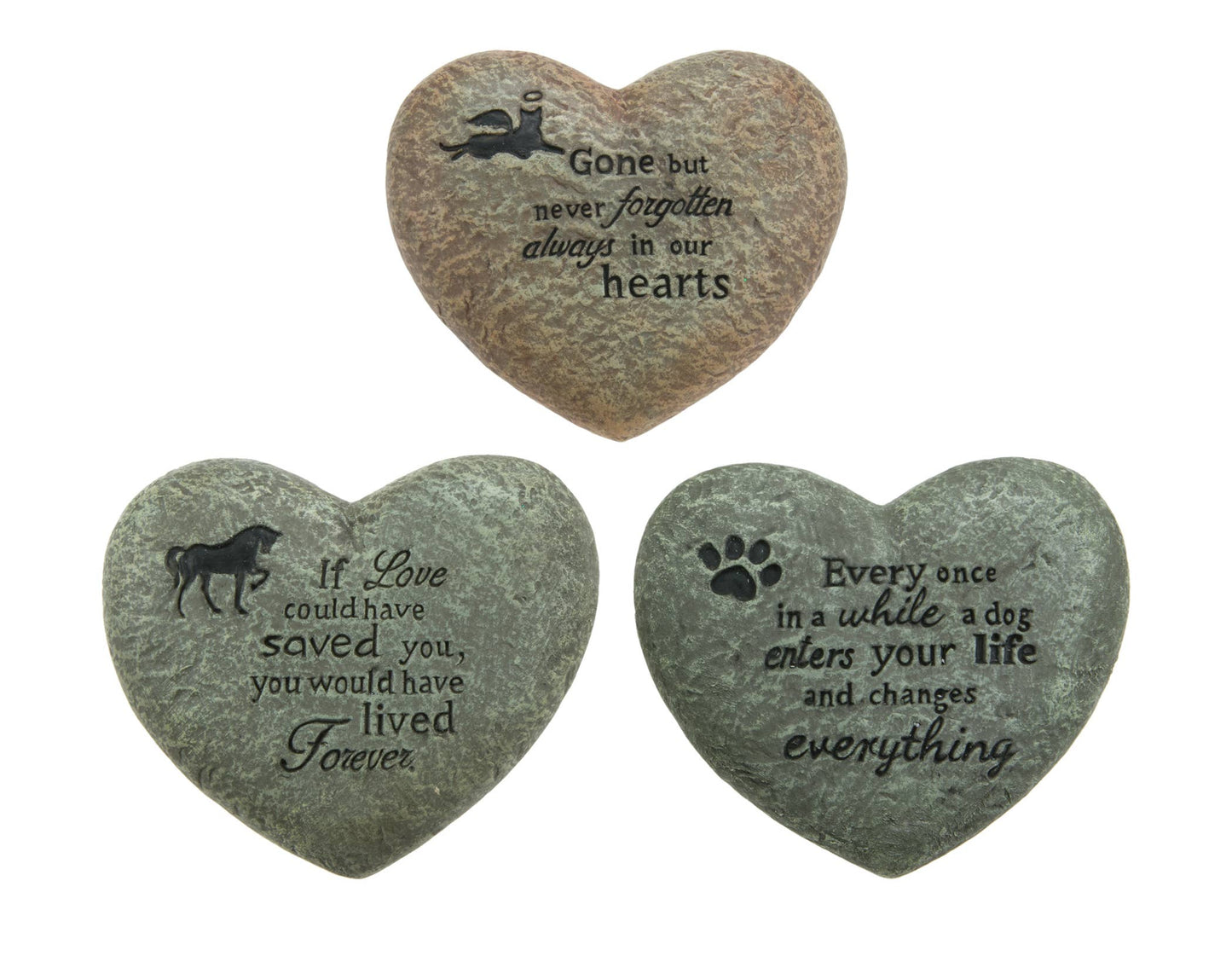 Pet Loss, 6.5" Heart-shaped Memorial Garden Stone, Dog, Cat & Horse