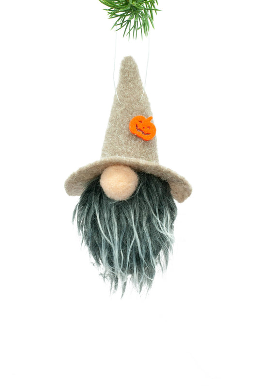 Starlight Collection - Brown Gnome Head Ornament with Grey Beard