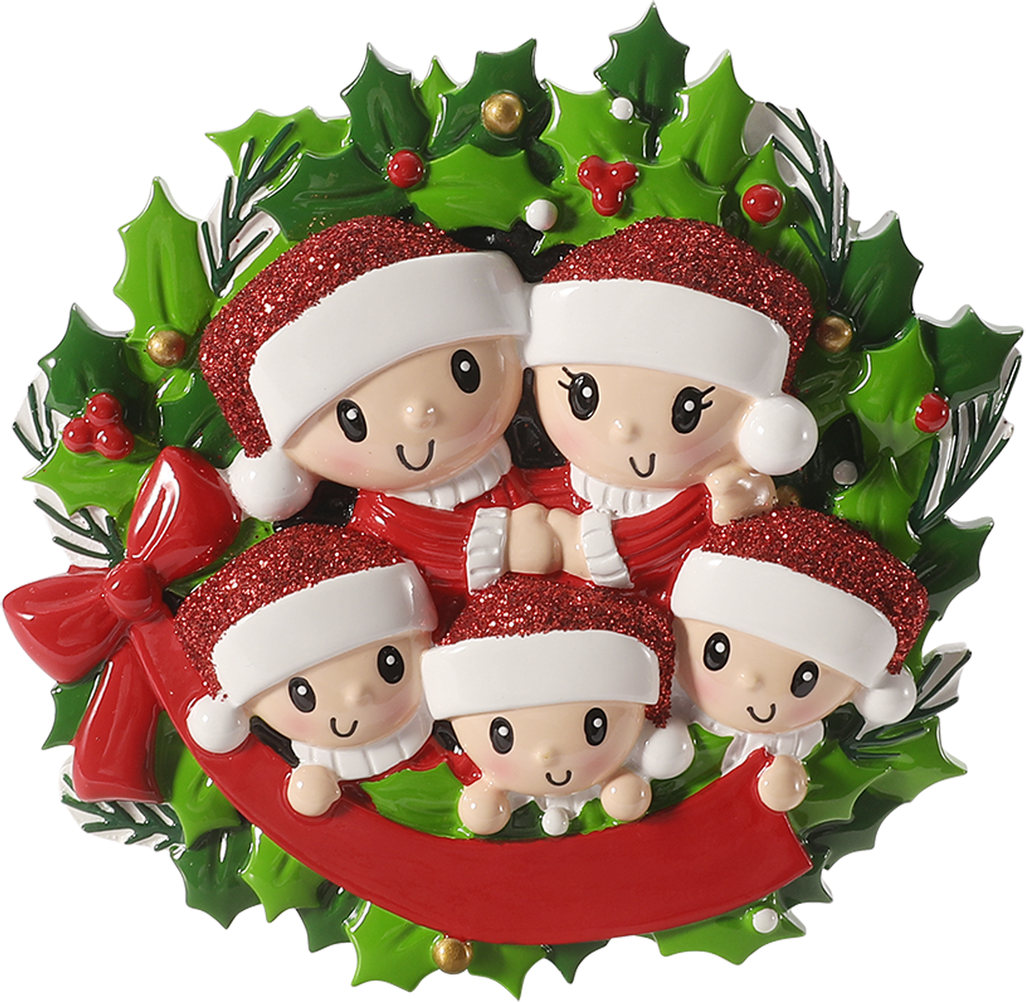PolarX Ornaments - Family in Christmas Wreath Personalized Ornament: 2