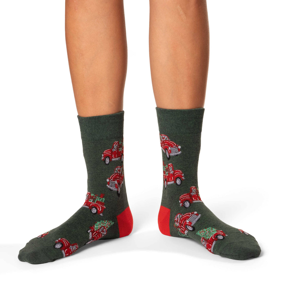 Good Luck Sock - Women's Christmas Trucks Socks: Shoe Size 5-9