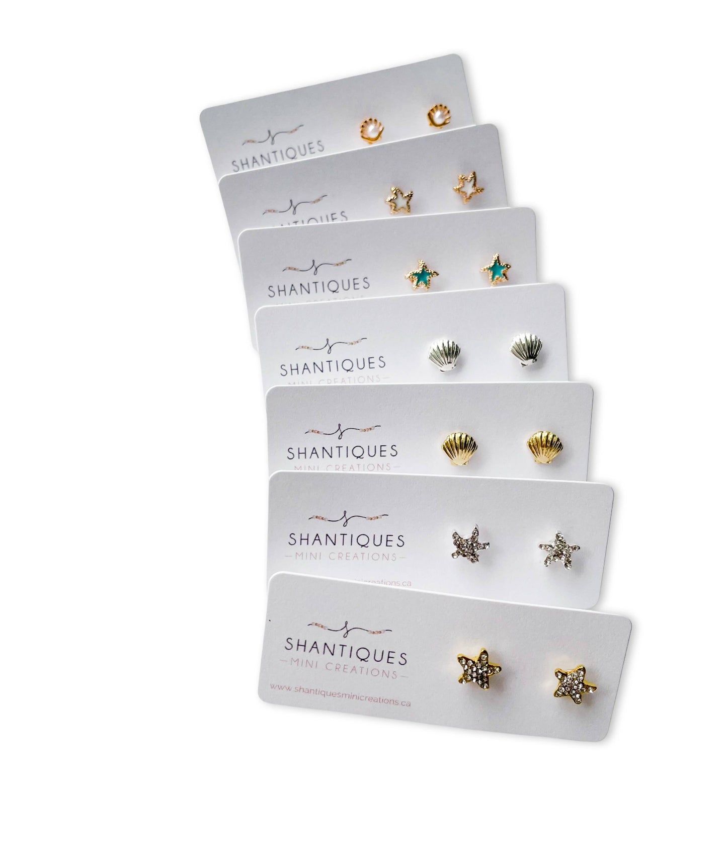 Shantiques Mini Creations - Earrings - Summer Beach Collection: White Starfish / Post