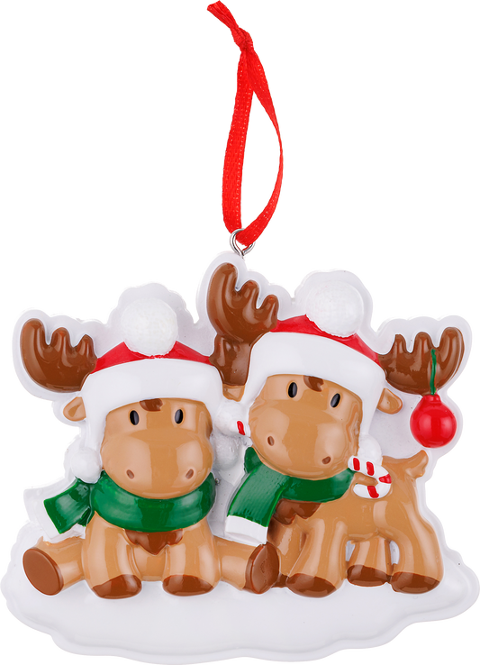 PolarX Ornaments - Cutesy Moose Family Series Personalized Ornament