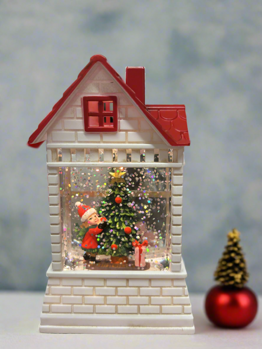 LED Snow Globe, Girl Decorating the Tree