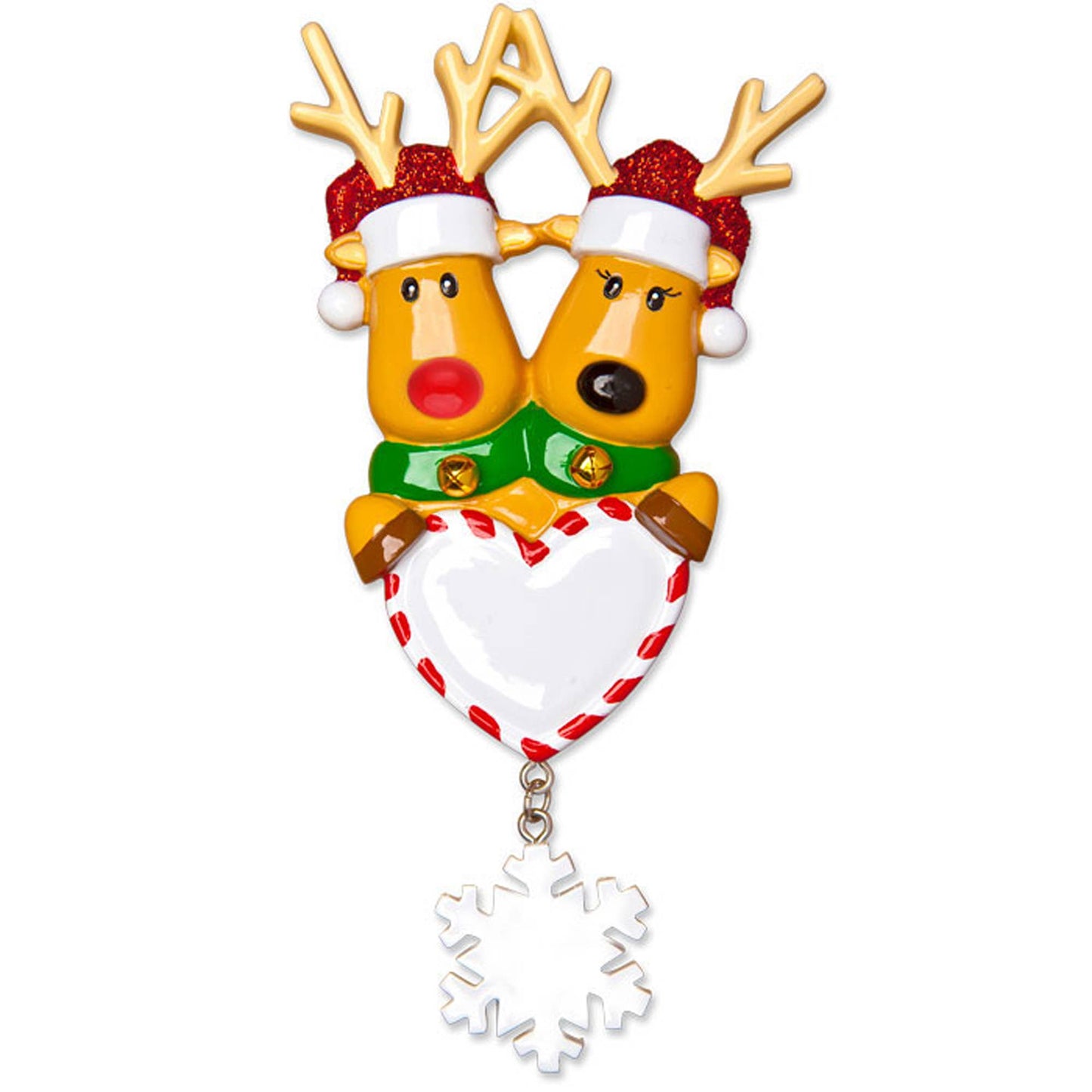 Reindeer Family with Heart Personalized Ornament: 3