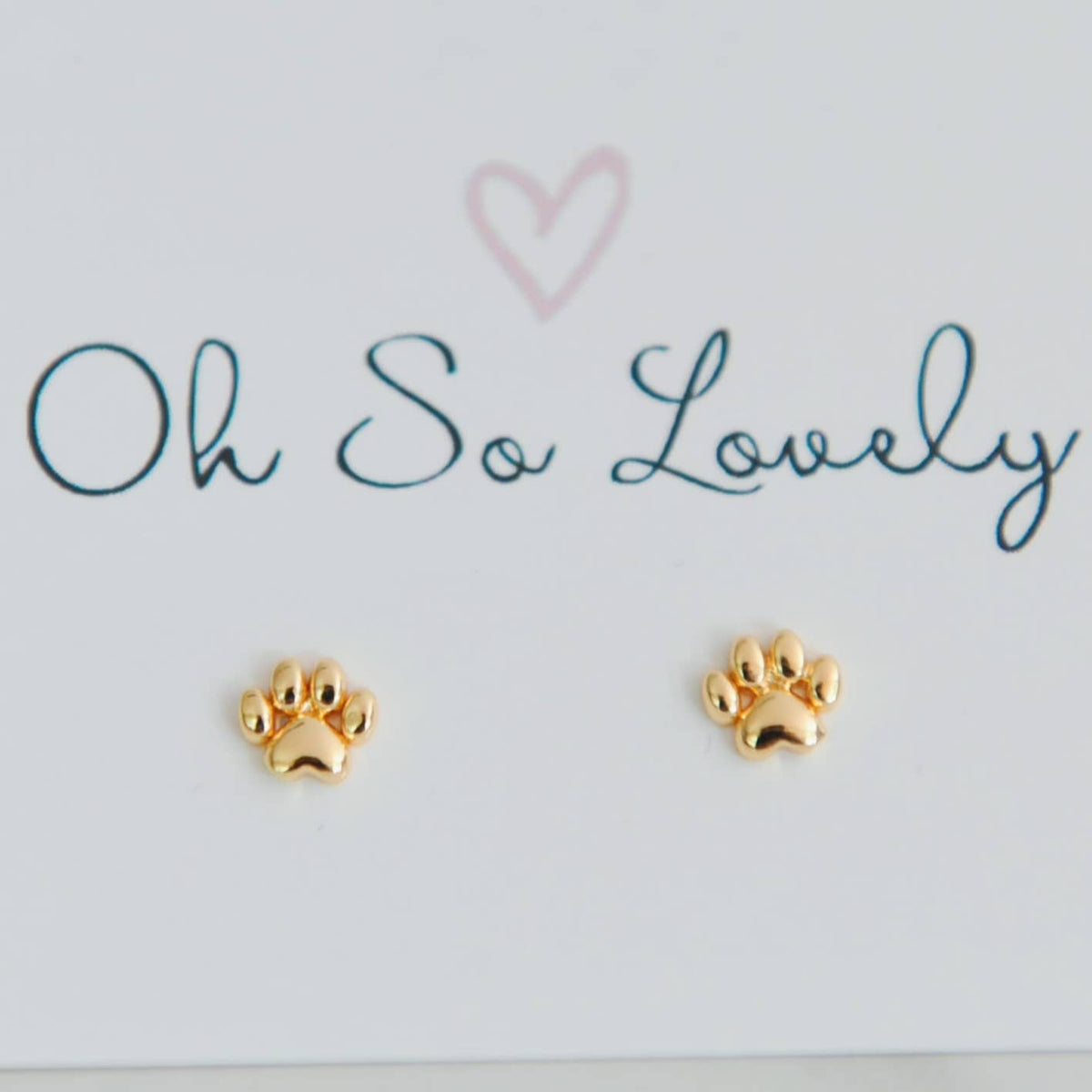 Oh So Lovely - Paw Stud Earrings: Yellow Gold