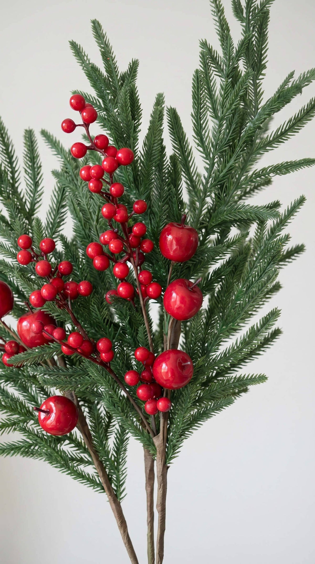 Hycroft Home Decor - Real Touch Christmas Stem, Red Apple Berry Pine, 26 Inch