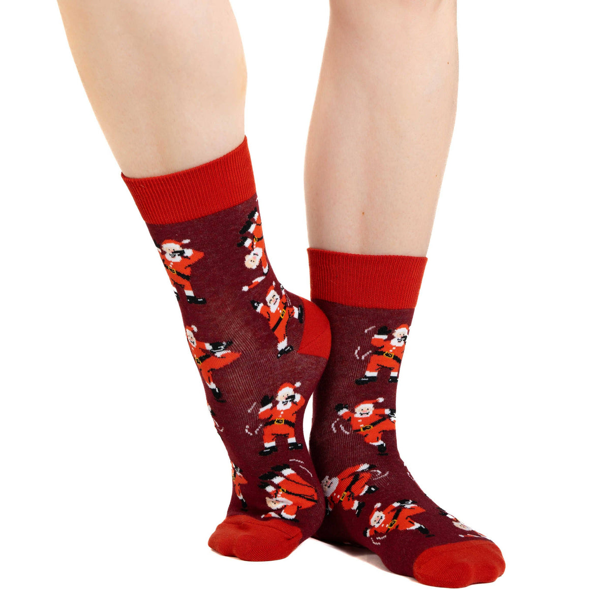 Good Luck Sock - Women's Dancing Santa's Socks: Shoe Size 5-9