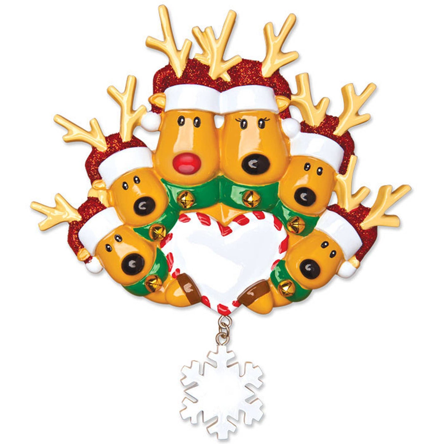Reindeer Family with Heart Personalized Ornament: 3