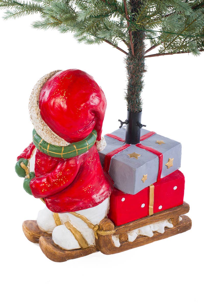 Starlight Collection - Red Snowman Christmas Tree Stand With Sled