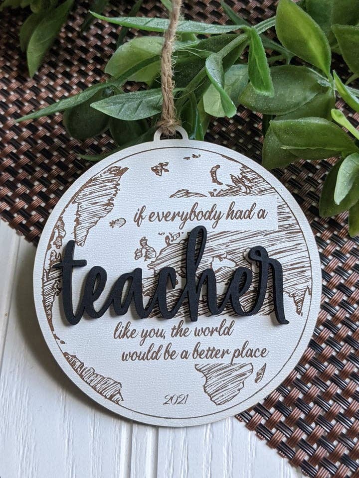 Richer Design Co. - Teacher Gift Christmas Ornament: Rainbow Pencil