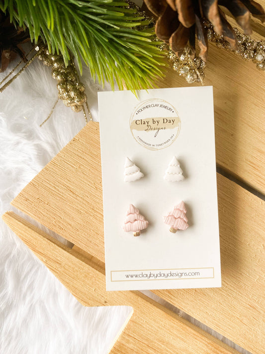 Pastel Trees Stud Pack - Christmas/Winter Earrings 