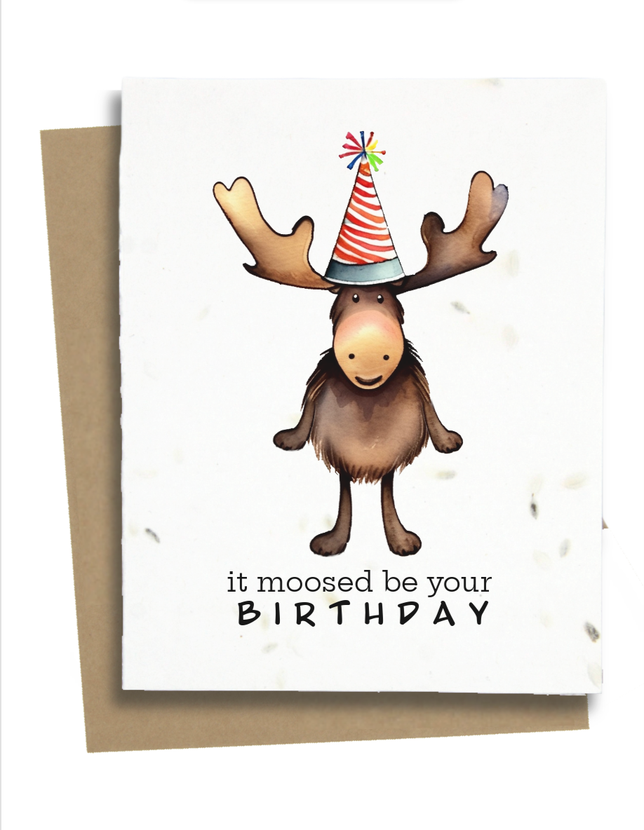 Greet n' Grow Plantable Cards - Moose Birthday Card: Wildflower
