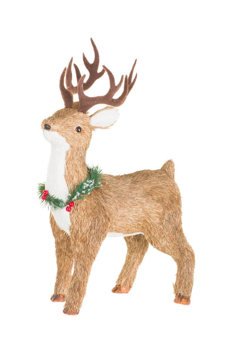 Starlight Collection - Brown Reindeer Figurine With Wreath Collar