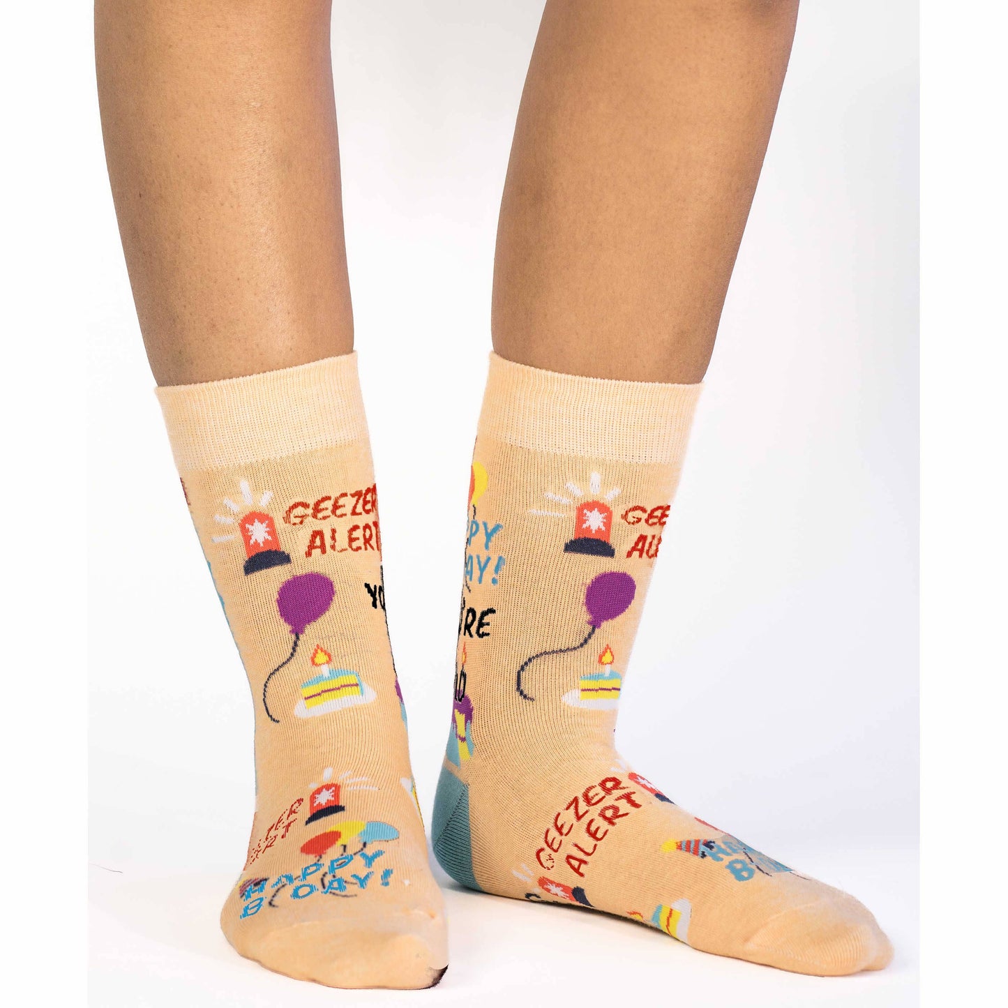 Women's Happy Birthday Geezer Socks: Shoe Size 5-9