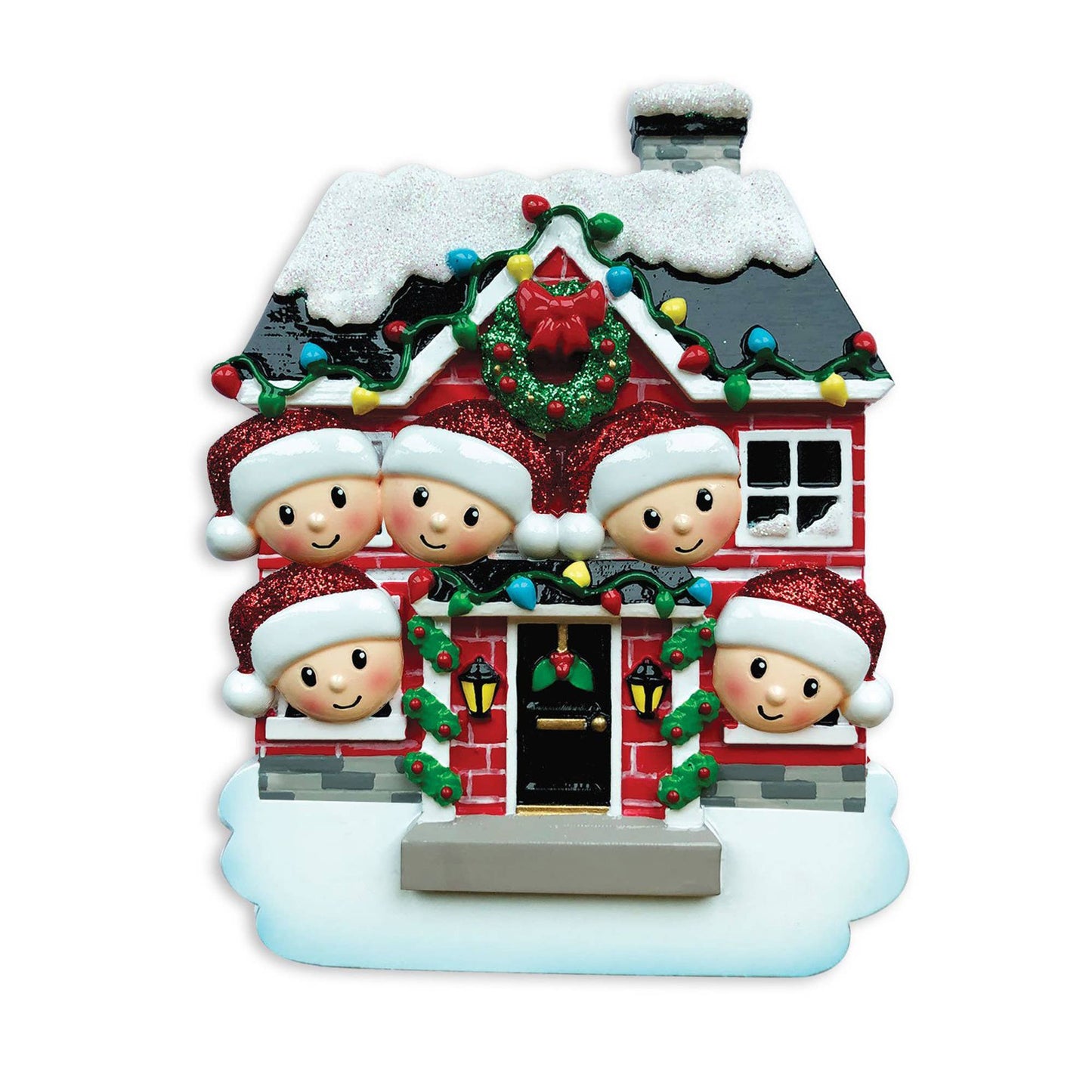 PolarX Ornaments - Family Peeking out of House Personalized Ornament: 5