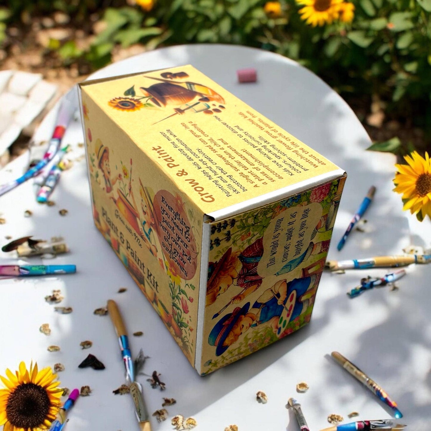 Fuschia Designs Shop - Paint, Plant & Grow DIY Kit with Clay Pot, Sunflower Seeds, Paint Brush, Paint, Soil