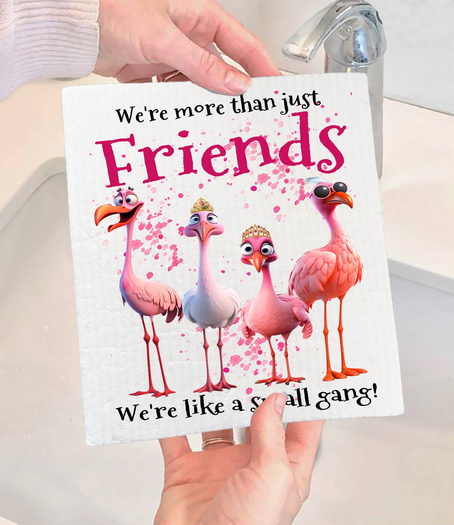 Avery Lane Gifts - Flamingos Friends Small Gang Funny SWEDISH DISH CLOTH