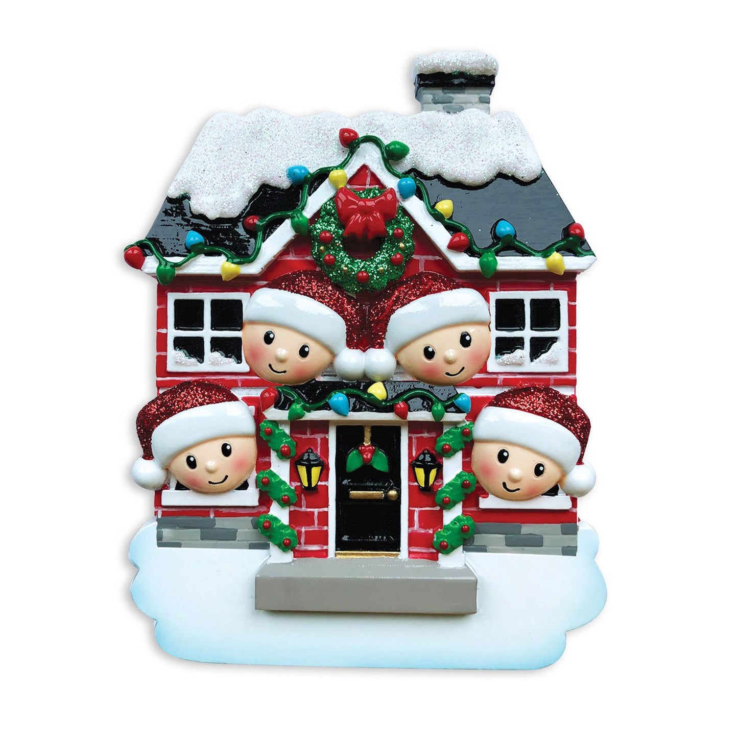 PolarX Ornaments - Family Peeking out of House Personalized Ornament: 2