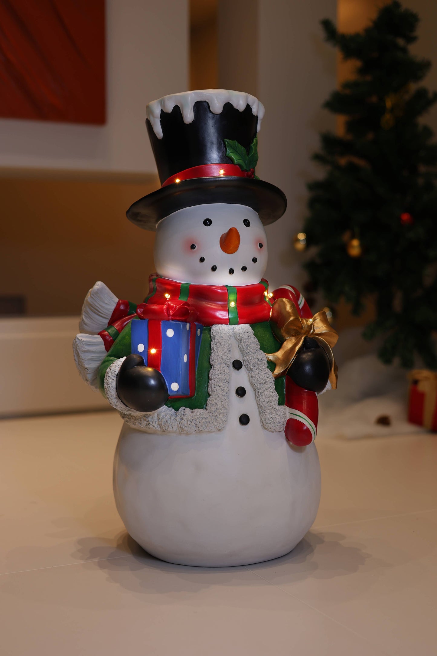 Hi-Line Gift Ltd. - Snowman Statue with LED Lights Lighted Christmas Décor