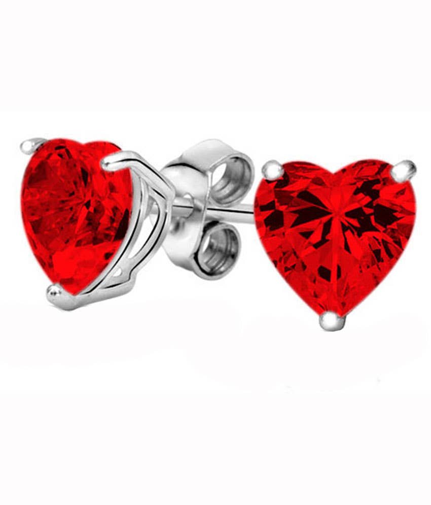 Glimmering Handmade - Romantic HEART Swarovski Crystal Stud Earrings: Crystal
