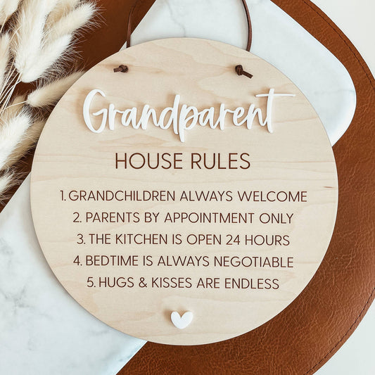 Knotty Design Co. - Grandparent House Rules Engraved Pennant Sign
