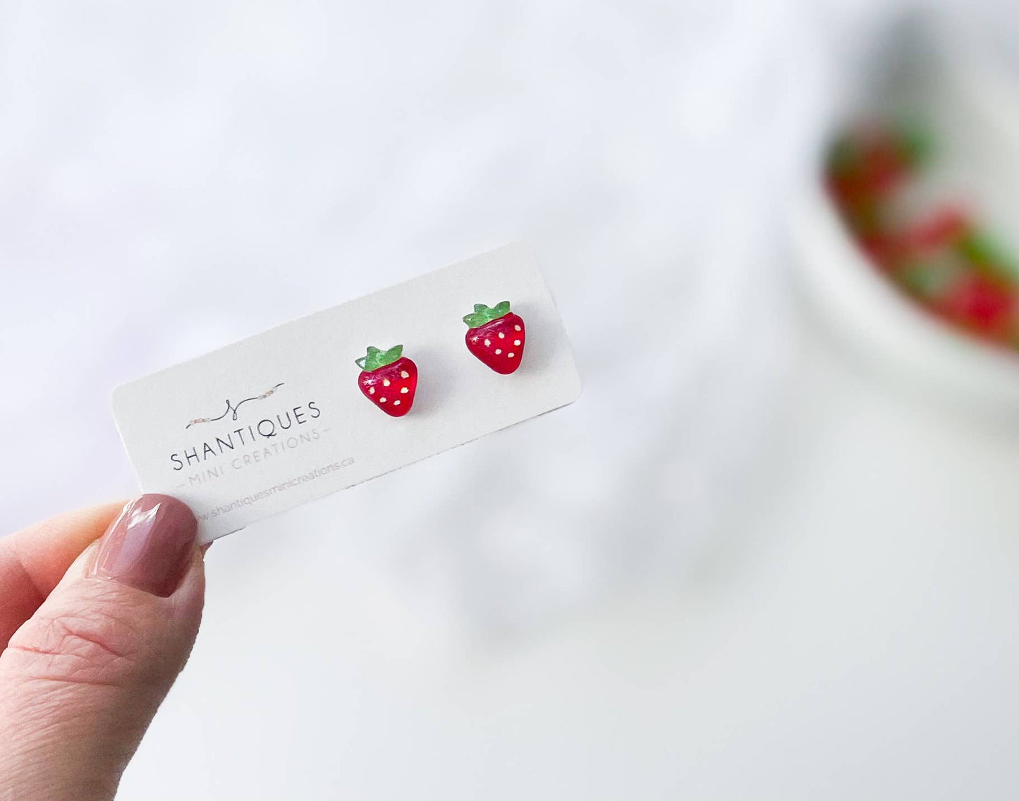 Shantiques Mini Creations - Earrings - Summer Fruit: Red Strawberries / Post