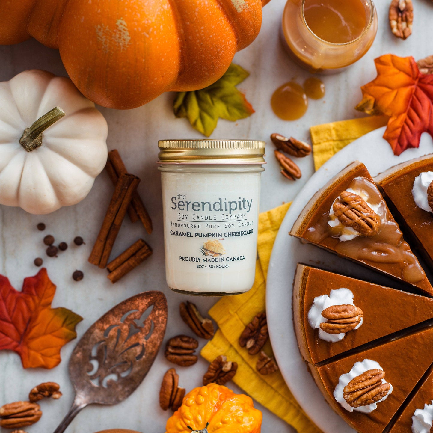 Serendipity Soy Candles - Caramel Pumpkin Cheesecake: 16oz
