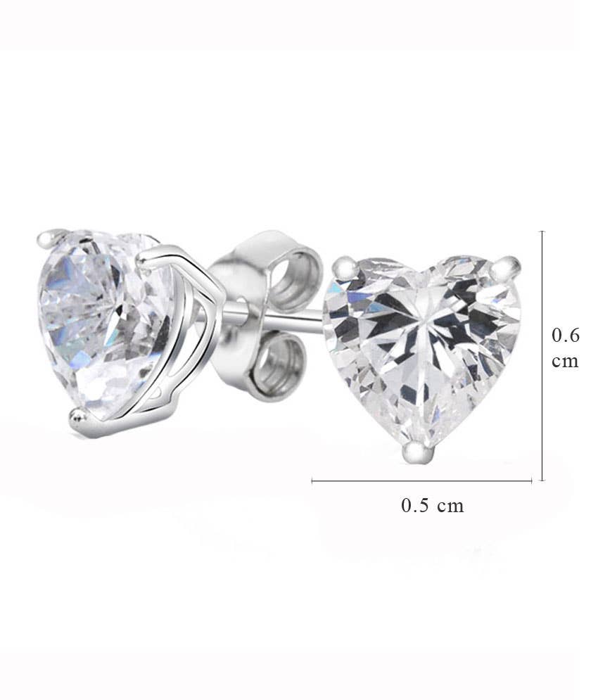 Glimmering Handmade - Romantic HEART Swarovski Crystal Stud Earrings: Crystal
