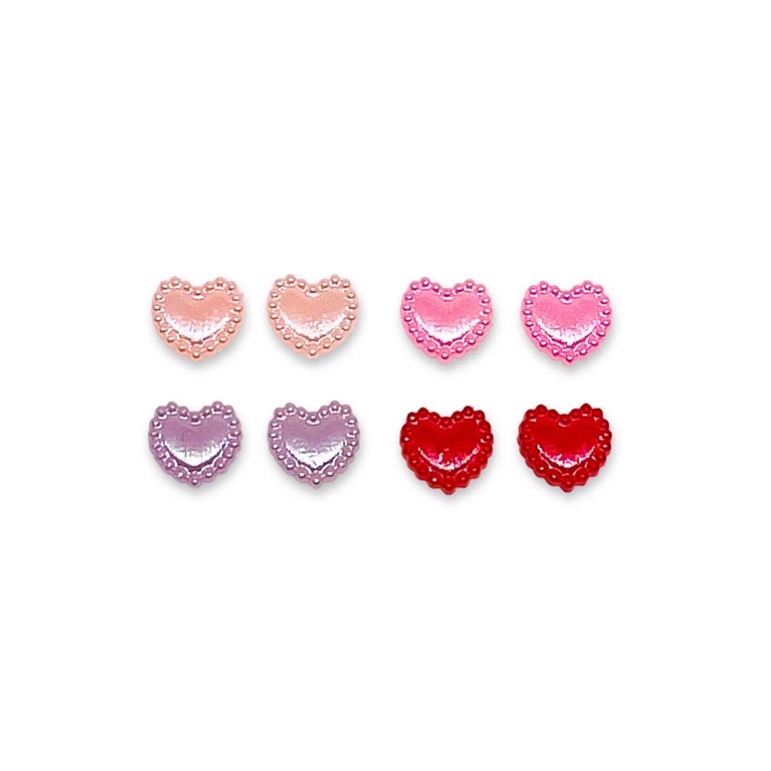 Shantiques Mini Creations - Earrings - Metallic and Translucent Hearts: Purple / Post