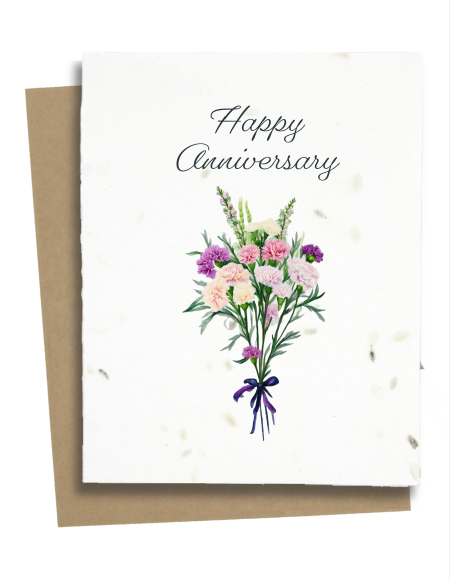 Greet n' Grow Plantable Cards - One Year Anniversary Card - Carnation: Wildflower