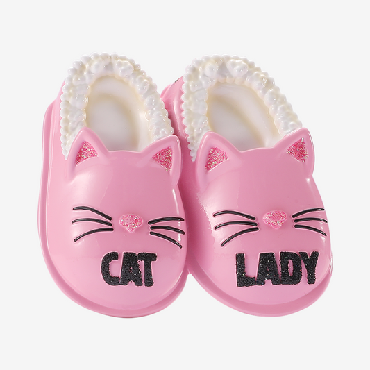 PolarX Ornaments - Pink Cat Lady Slippers Personalized Ornament