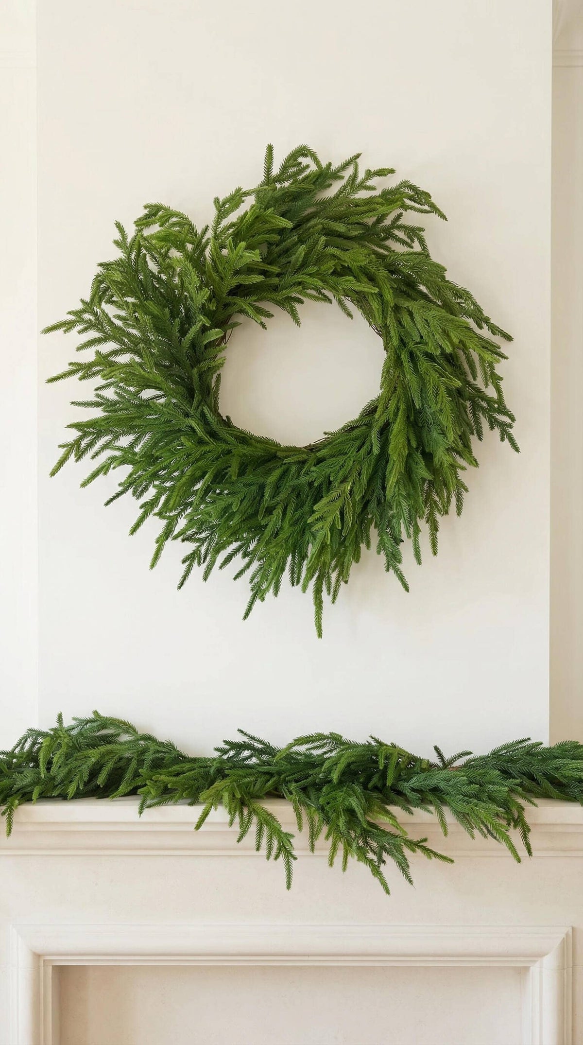 Hycroft Home Decor - Real Touch Faux Christmas Wreath, Norfolk Pine, 26 Inch