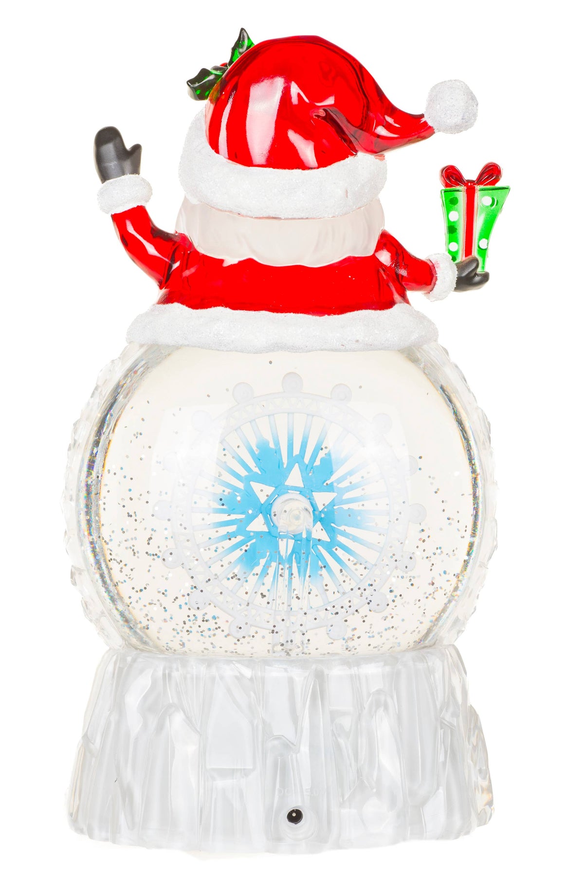 Starlight Collection - NEW-White Santa Snow Globe with Spinning Ship's Helm