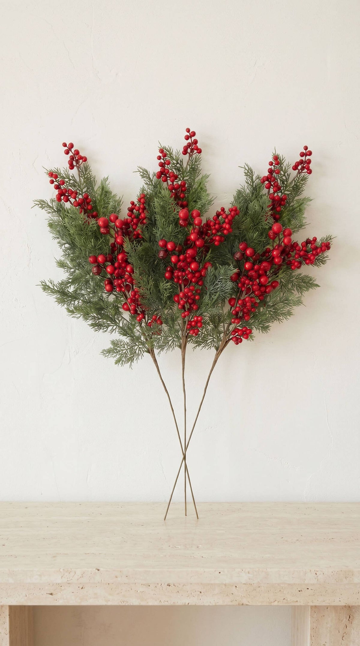 Real Touch Christmas Stem, Red Berry Cypress, 32 Inch