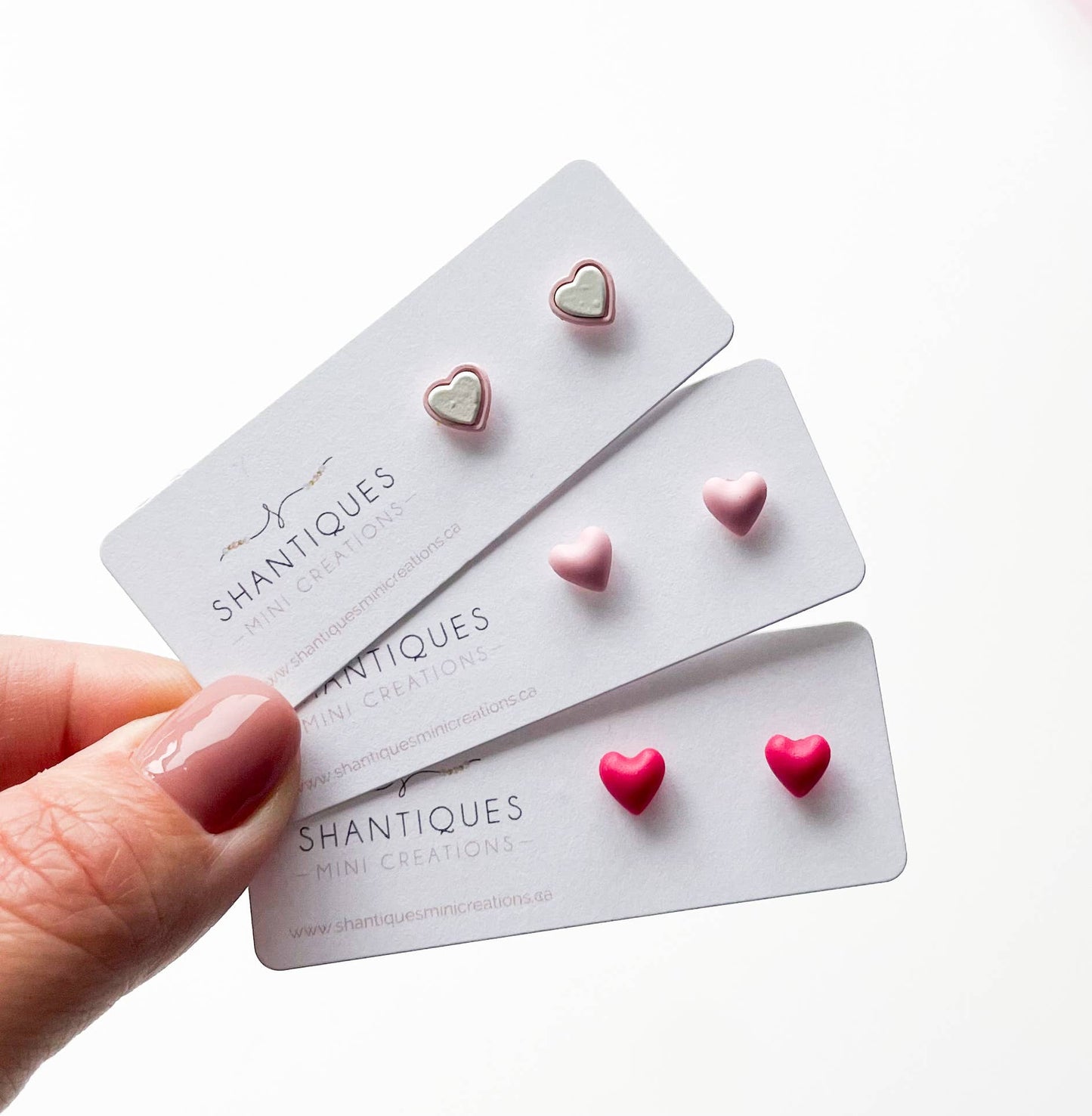 Shantiques Mini Creations - Earrings - Mirco Hearts: Light Pink / Post