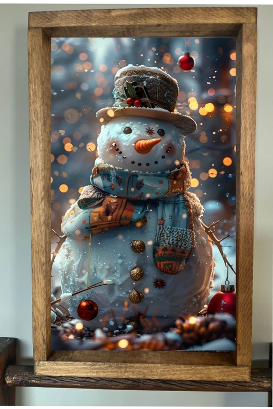 He's So Real Snowman Farmhouse Sign: 8x12 / Early American