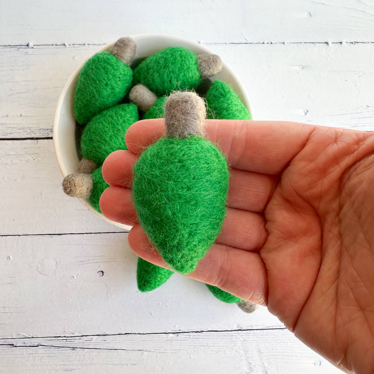 Sewing Seeds Play - One Green Felt Christmas Light Bulb