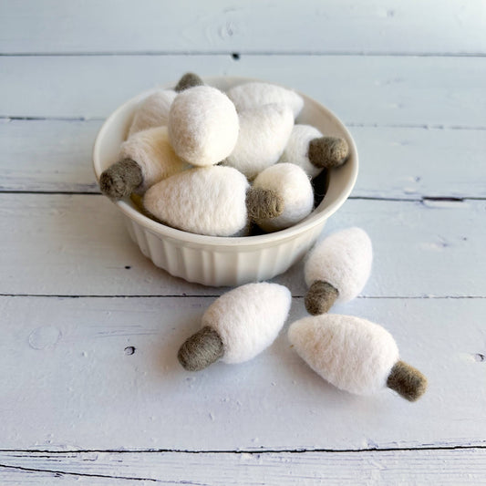 Sewing Seeds Play - One White Felt Christmas Light Bulb
